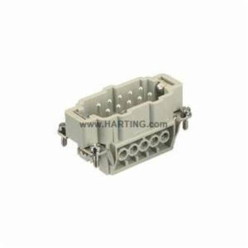 HARTING® 09 33 010 2601 Han E® Terminal Insert With Wire Protection, 10 Positions, 18 to 14 AWG Wire, Male Screw Connection, Polycarbonate