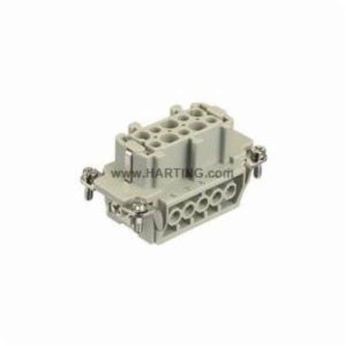 HARTING® 09 33 010 2701 Han E® Terminal Insert With Wire Protection, 10 Positions, 18 to 14 AWG Wire, Female Screw Connection, Polycarbonate