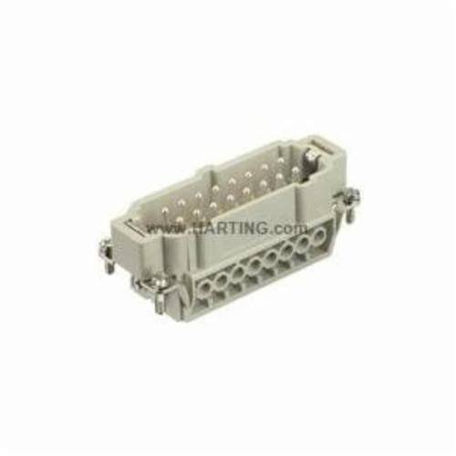 HARTING® 09 33 016 2601 Han E® Terminal Insert With Wire Protection, 16 Positions, 18 to 14 AWG Wire, Male Screw Connection, Polycarbonate