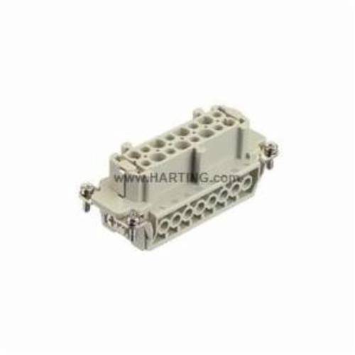 HARTING® 09 33 016 2701 Han E® Terminal Insert, 16 Positions, 18 to 14 AWG Wire, Female Screw Connection, Polycarbonate