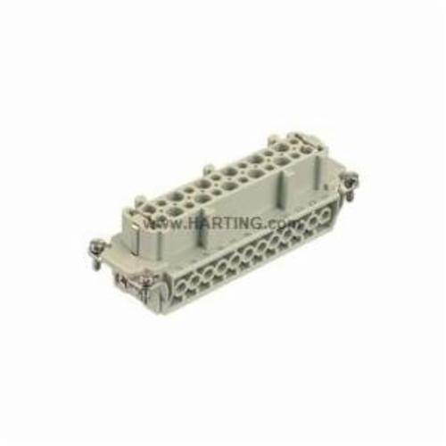 HARTING® 09 33 024 2701 Han E® Terminal Insert, 24 Positions, 18 to 14 AWG Wire, Female Screw Connection, Polycarbonate