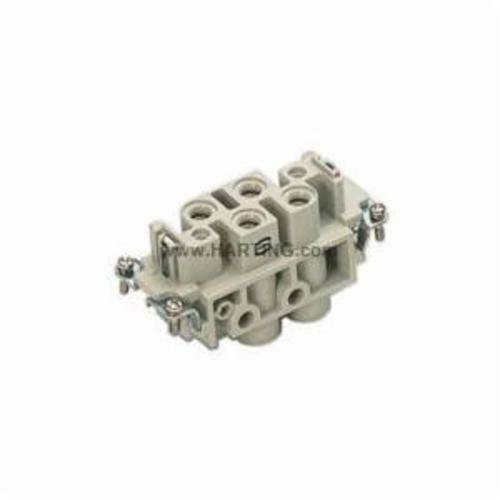HARTING® 09 38 006 2711 Han-Com® Terminal Pin Insert, 4 Positions, 16 to 6 AWG Wire, Female Screw Connection, Polycarbonate
