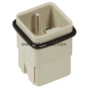 HARTING® 09 12 005 3001 Han® Q Terminal Insert, 5 Positions, 20 to 14 AWG Wire, Crimp/Male Connection, Polycarbonate