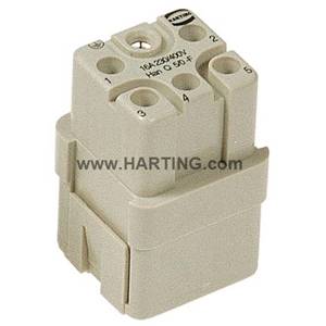 HARTING® 09 12 005 3101 Han® Q Terminal Insert, 5 Positions, 20 to 14 AWG Wire, Crimp/Female Connection, Polycarbonate