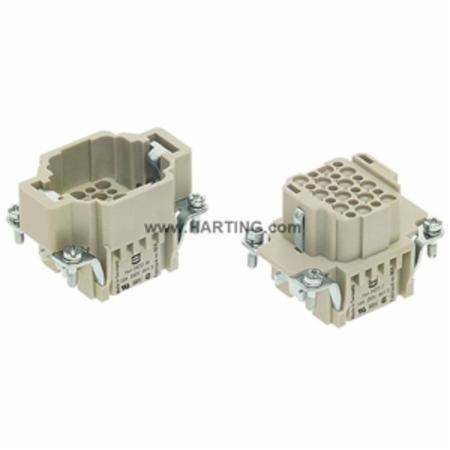 HARTING® 09 16 024 3001 Han DD® Terminal Insert, 24 Positions, 26 to 14 AWG Wire, Crimp/Male Connection, Polycarbonate
