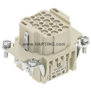 HARTING® 09 16 024 3101 Han DD® Terminal Insert, 24 Positions, 26 to 14 AWG Wire, Crimp/Female Connection, Polycarbonate
