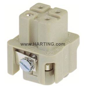 HARTING® 09 20 003 2711 Han A® Terminal Insert, 3 Positions, 18 to 14 AWG Wire, Female Screw Connection, Polycarbonate