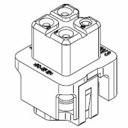 HARTING® 09 20 003 2711 Han A® Terminal Insert, 3 Positions, 18 to 14 AWG Wire, Female Screw Connection, Polycarbonate