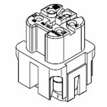 HARTING® 09 20 004 2711 Han A® Terminal Insert, 4 Positions, 18 to 14 AWG Wire, Female Screw Connection, Polycarbonate