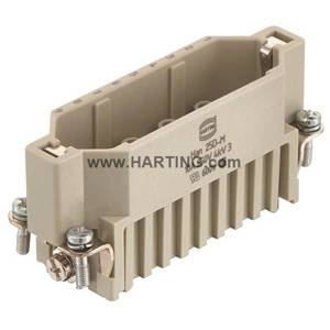 HARTING® 09 21 025 3001 Han D® Terminal Insert, 25 Positions, 26 to 14 AWG Wire, Crimp/Male Connection, Polyamide