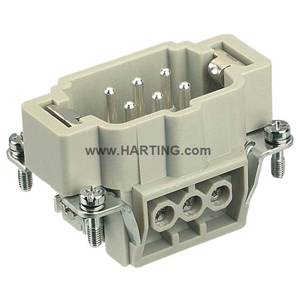 HARTING® 09 33 006 2601 Han E® Terminal Insert With Wire Protection, 6 Positions, 14 AWG Wire, Male Screw Connection, Polycarbonate