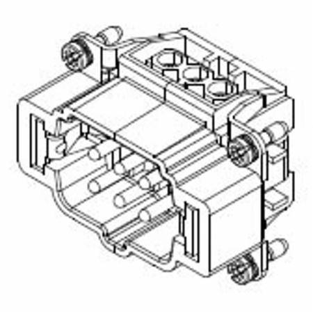 HARTING® 09 33 006 2601 Han E® Terminal Insert With Wire Protection, 6 Positions, 14 AWG Wire, Male Screw Connection, Polycarbonate
