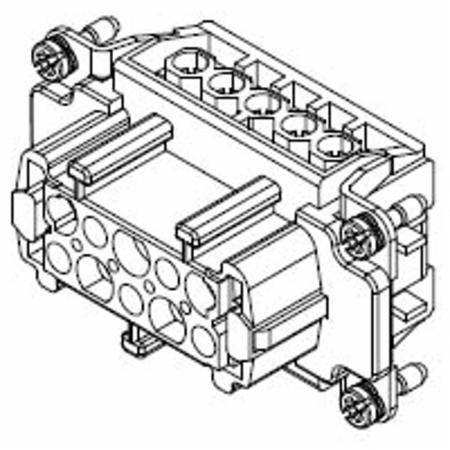 HARTING® 09 33 010 2701 Han E® Terminal Insert With Wire Protection, 10 Positions, 18 to 14 AWG Wire, Female Screw Connection, Polycarbonate