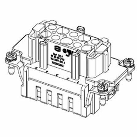 HARTING® 09 33 010 2702 Han E® Terminal Insert, 10 Positions, 20 to 12 AWG Wire, Crimp/Female Connection, Polycarbonate