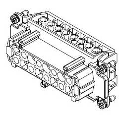 HARTING® 09 33 016 2701 Han E® Terminal Insert, 16 Positions, 18 to 14 AWG Wire, Female Screw Connection, Polycarbonate