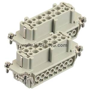 HARTING® 09 33 016 2711 Han E® Terminal Insert With Wire Protection, 32 Positions, Female Screw Connection, Polycarbonate