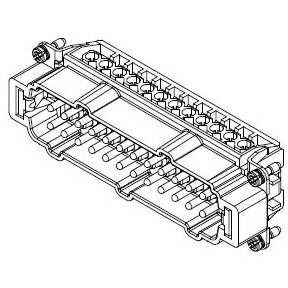 HARTING® 09 33 024 2601 Han E® Terminal Insert, 24 Positions, 18 to 14 AWG Wire, Male Screw Connection, Polycarbonate