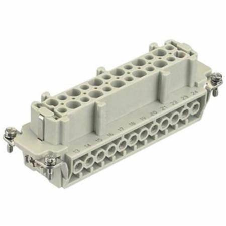 HARTING® 09 33 024 2701 Han E® Terminal Insert, 24 Positions, 18 to 14 AWG Wire, Female Screw Connection, Polycarbonate