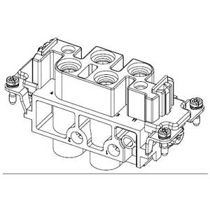 HARTING® 09 38 006 2711 Han-Com® Terminal Pin Insert, 4 Positions, 16 to 6 AWG Wire, Female Screw Connection, Polycarbonate