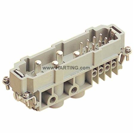 HARTING® 09 38 012 2601 Han-Com® Connector Insert, 4 Positions, 20 to 14 AWG Wire, Male Screw Connection, Polyamide