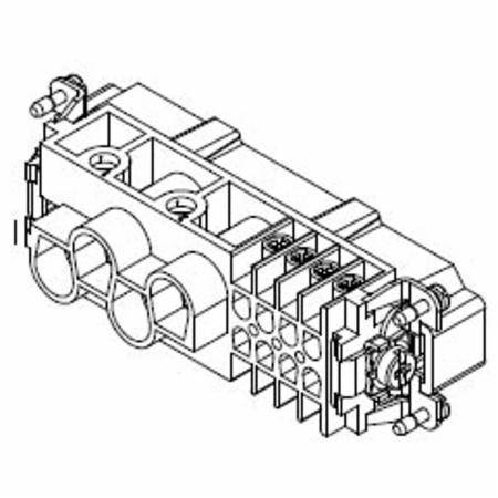 HARTING® 09 38 012 2601 Han-Com® Connector Insert, 4 Positions, 20 to 14 AWG Wire, Male Screw Connection, Polyamide