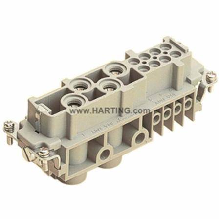 111 MM x 34 MM x 44.2 MM, 400 V, 16/80 A, Harting Technology Group 09-38-012-2701 Han® 24 B Industrial Connector Insert, Polyamide, Female