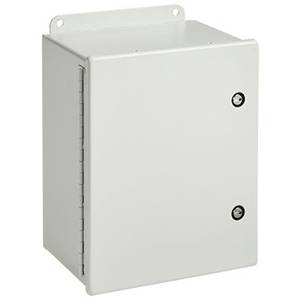 10 x 8 x 4, Hoffman A1008CHFL Wall Mount Enclosure, NEMA 4/12/IP66, Mild Steel, 1-Door, Hinged