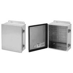 10 x 8 x 4, Hoffman A1008CHAL Wall Mount Enclosure, NEMA 12/13/IP65, Aluminum, 1-Door, Continuous Hinged w/Removable Pin