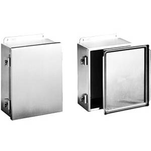 12 x 10 x 6, Hoffman A12106NFSS Clamp Cover Enclosure, NEMA 3R/4/4X/12/13/IP66, 14 Gauge 304 Stainless Steel, 1-Door
