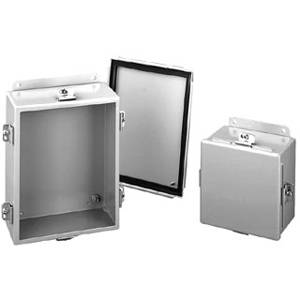 10 x 8 x 4, Hoffman A1008NF Wall Mount Enclosure, NEMA 4/12/13/IP66, Steel, 1-Door, Clamp