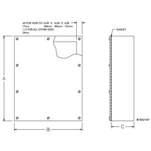 10 x 10 x 6, Hoffman A10106GSC Screw Cover Enclosure, NEMA 3/12, IP66, Steel, 14 Gauge Body, 12 Gauge Cover, Grade G90,