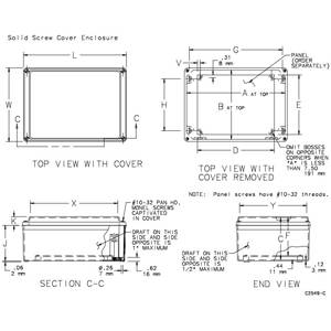 12 x 8 x 7, Hoffman A1287JFGQRR Solid Cover Enclosure, NEMA 3/3R/4/4X/12/13/IP66, Molded Fiberglass, 1-Door