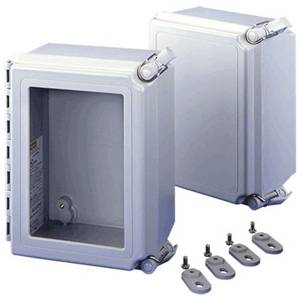 10 x 8 x 6, Hoffman A1086CHQRFG Wall Mount Enclosure, NEMA 4/4X/12/13/IP66, Molded Fiberglass, 1-Door, Continuous Hinged w/Removable Pin