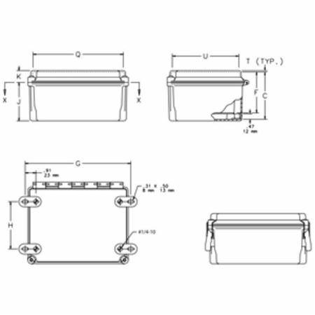 10 x 8 x 6, Hoffman A1086CHQRFGW Wall Mount Enclosure, NEMA 4/4X/12/13/IP66, Molded Fiberglass, 1-Door, Continuous Hinged w/Removable Pin
