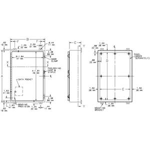 12 x 24 x 8, Hoffman A122408LP Wall Mount Enclosure, NEMA 12/13/IP65, Mild Steel, 1-Door, HG Continuous Hinged w/Removable Pin