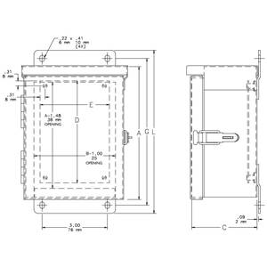 12 x 12 x 10, Hoffman A12R1210HCR Hinged Cover Enclosure, NEMA 3R, IP32, Steel, 16 Gauge