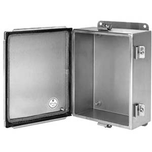 14 x 12 x 6, Hoffman A1412CHEMCSS Continuous Hinge Junction Box, NEMA 4/4X/12/13/IP66, 14 Gauge 304 Stainless Steel, 1-Door