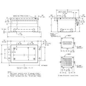 14 x 12 x 6, Hoffman A1412CHEMCSS Continuous Hinge Junction Box, NEMA 4/4X/12/13/IP66, 14 Gauge 304 Stainless Steel, 1-Door