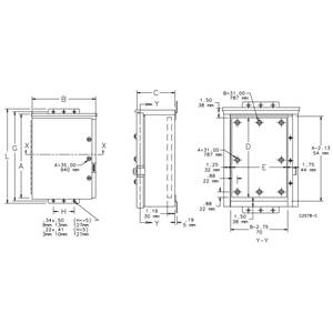 16 x 12 x 6, Hoffman A16R126HCR Hinged Cover Enclosure, NEMA 3R, IP32, Steel, 16/14 Gauge