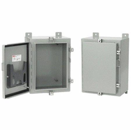 20 x 16 x 6, Hoffman A20H16ALP Wall Mount Enclosure, NEMA 3/4/12/13/IP66, Mild Steel, 1-Door, Continuous Hinged w/Removable Pin