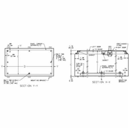 24 x 42 x 8, Hoffman A244208WFLP Wall Mount Enclosure, NEMA 12/IP55, Steel, 2-Door, Continuous Hinged w/Removable Pin
