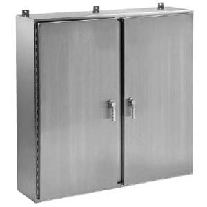 24 x 42 x 8, Hoffman A24H4208WFSSLP3PT Wall Mount Enclosure, NEMA 3/3R/4/4X/12/13/IP66, 304 Stainless Steel, 2-Door, Continuous Hinged