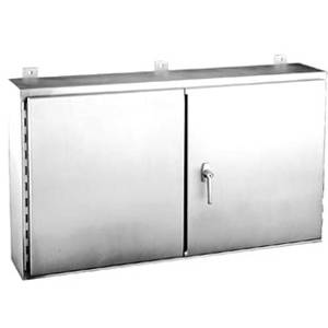 36 x 48 x 12, Hoffman A364812WFSSLP Wall Mount Enclosure, NEMA 12/IP55, 304 Stainless Steel, 2-Door, Continuous Hinge w/Removable Pin