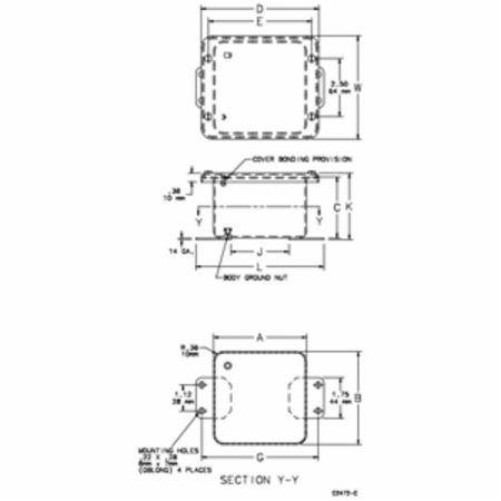 4 Diameter x 4 Diameter x 2.62, Hoffman A404DSC Screw Cover Junction Box, NEMA 4/6/12/13, IP67, Steel, 16 Gauge, flanged, 1-Door, Contoured