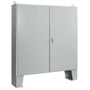 60.06 x 48.06 x 10.06, Hoffman A604810LP Floor Mount Enclosure, NEMA 12/IP55, 12 Gauge Steel, 2-Door