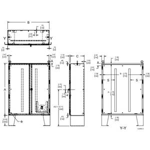 60.06 x 48.06 x 10.06, Hoffman A604810LP Floor Mount Enclosure, NEMA 12/IP55, 12 Gauge Steel, 2-Door