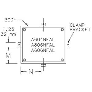 6 x 6 x 4, Hoffman A606NFAL Clamp Cover Enclosure, NEMA 3R/4/4X/12/13/IP66, 5052 H-32 Aluminum, 1-Door