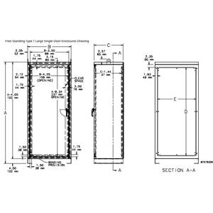 60 x 25.5 x 12, Hoffman A60N2512FSLP Freestanding Enclosure, NEMA 1/IP30, 14 Gauge Steel, 1-Door