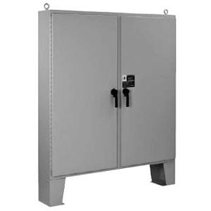 62.06 x 48.06 x 18.06, Hoffman A62H4818LP3PT Floor Mount Enclosure, NEMA 3/4/12/13/IP66, 12 Gauge Steel, 2-Door