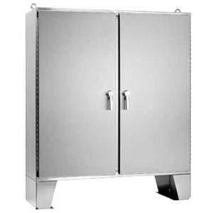 62.06 x 48.06 x 18.06, Hoffman A62H4818SSLP3PT Floor Mount Enclosure, NEMA 3/3R/4/4X/12/13/IP66, 304 Stainless Steel, 2-Door